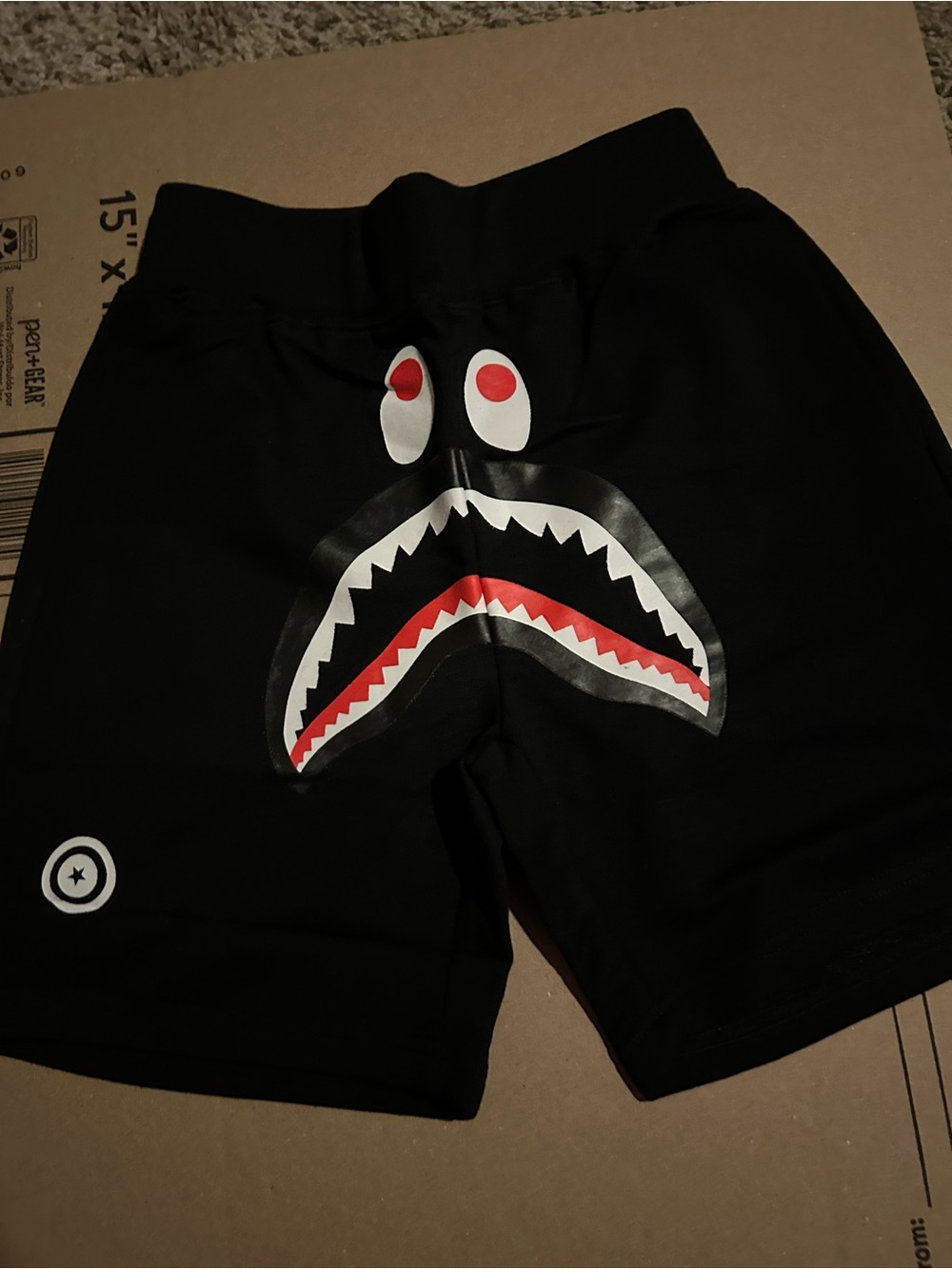 Black Shark-Mouth Graphic adult Shorts
